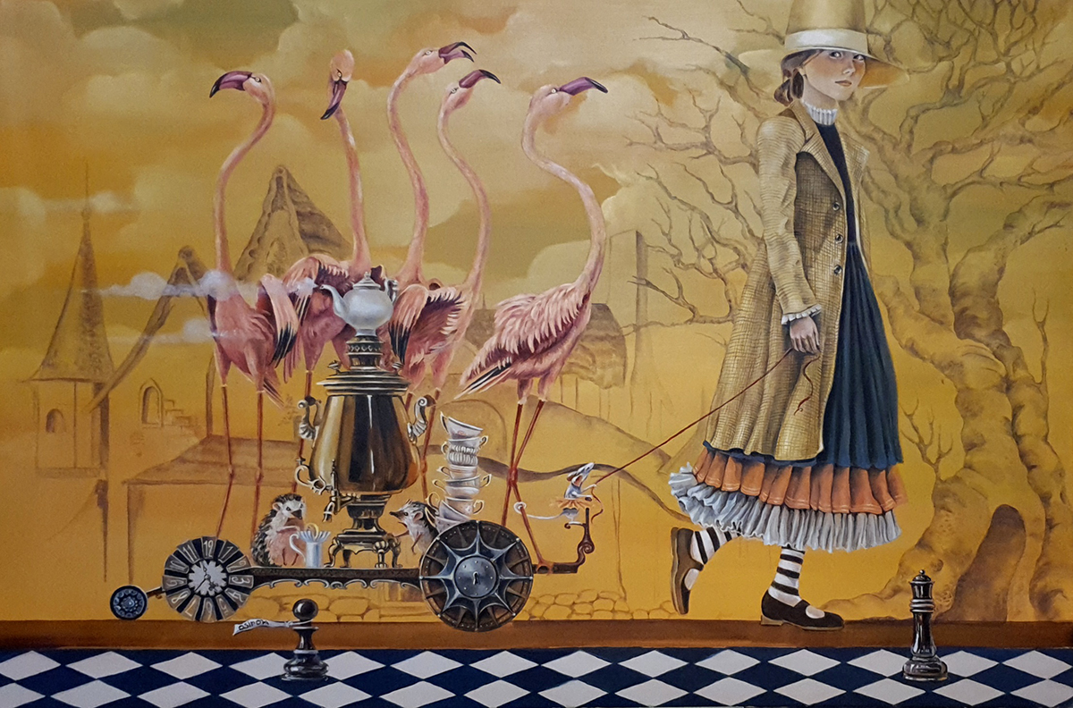 Olga Osipova. Tea Party with Flamingos