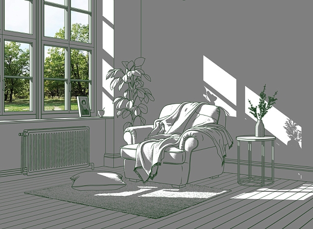 Space with sunlight